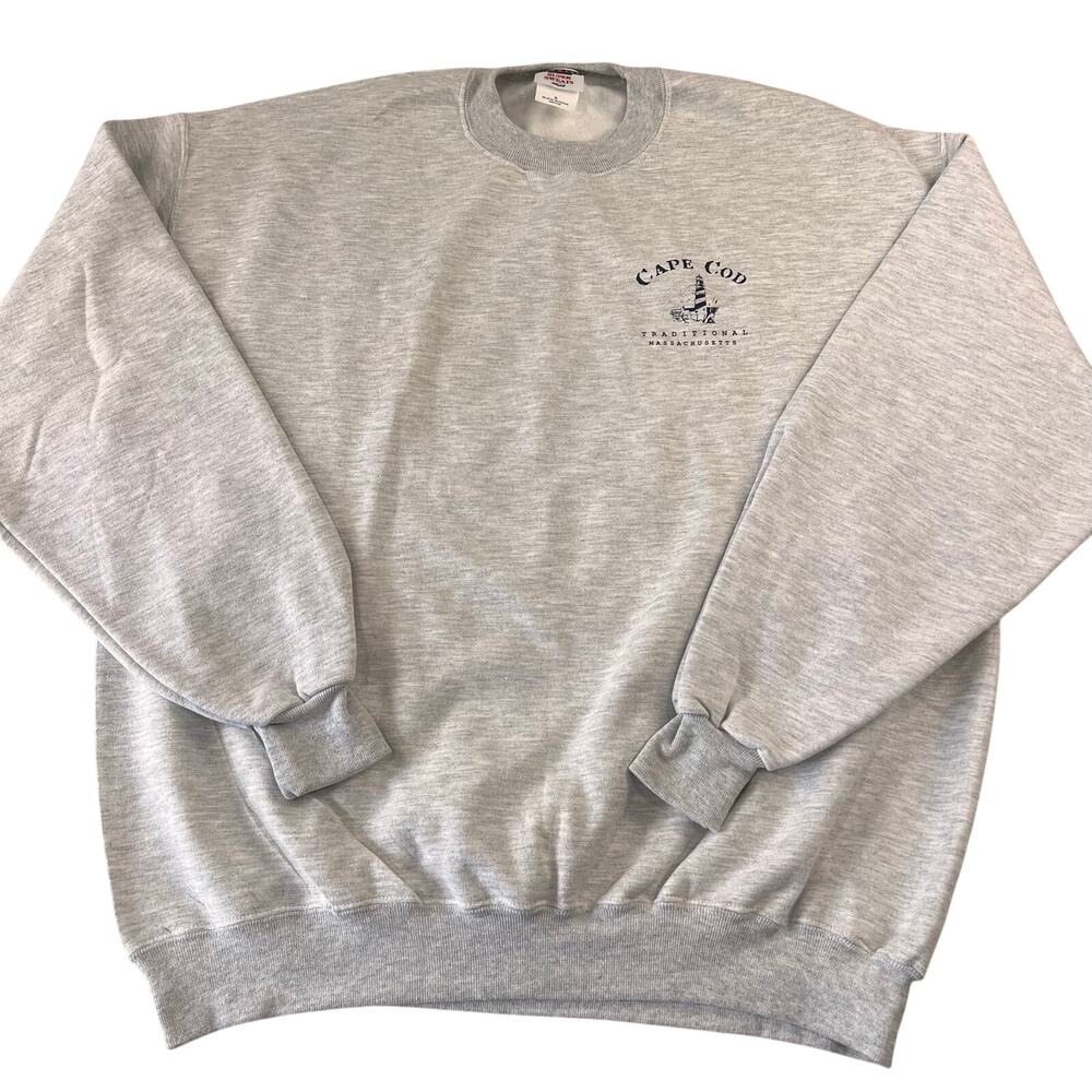 Jerzees Super Sweats Vintage Cape Cod Crewneck Sweatshirt Size XL Men's Gray